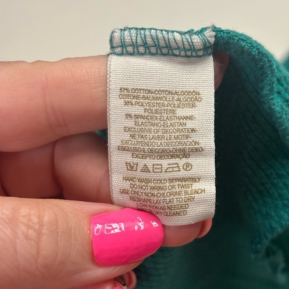 Free People Embroidered Waffle Knit Teal Boho Long Sleeve Womens Size Medium - Picture 6 of 6